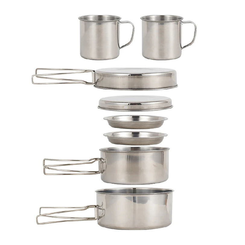 Camping Cooking Pot Set - Set da 8 Pezzi per Campeggio,