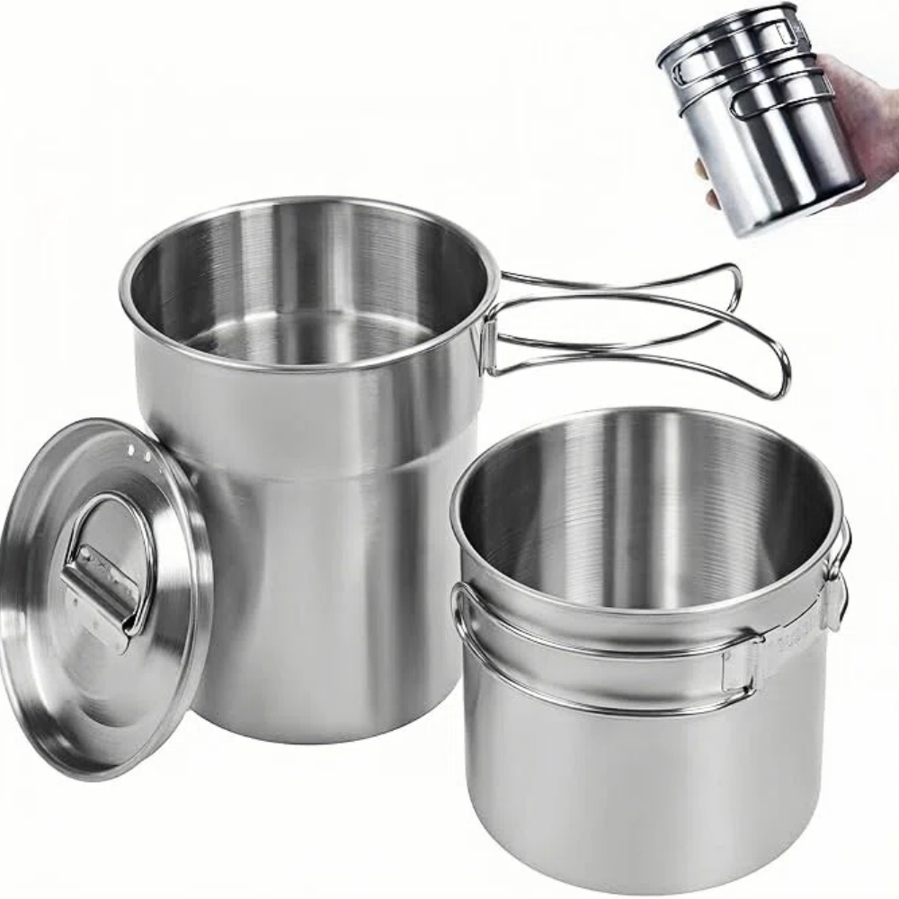 Camping Cooking Pot Set - Tazze pieghevoli da campeggio, pentole da