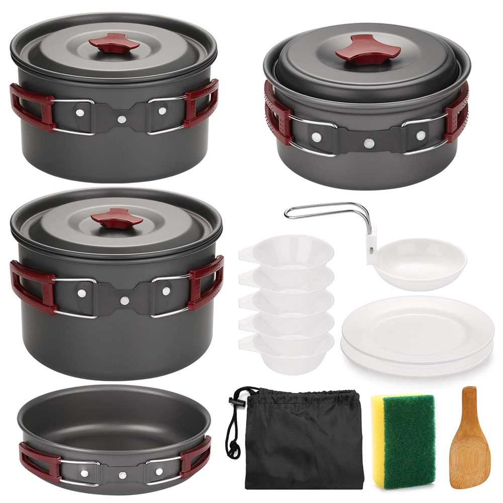 Camping Cooking Pot Set - Kit di pentole da campeggio all'aperto