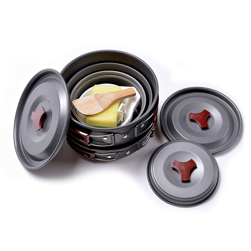 Kit di pentole da campeggio al - Camping Cooking Pot Set recensione e prezzo